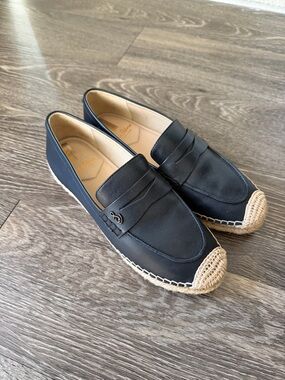 Sam Edelman Black Espadrille Loafers with Natural Woven Toe